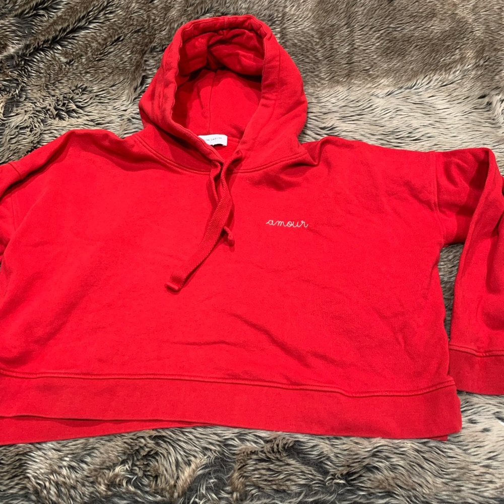 Maison labiche Paris red amour cropped hoodie Size L